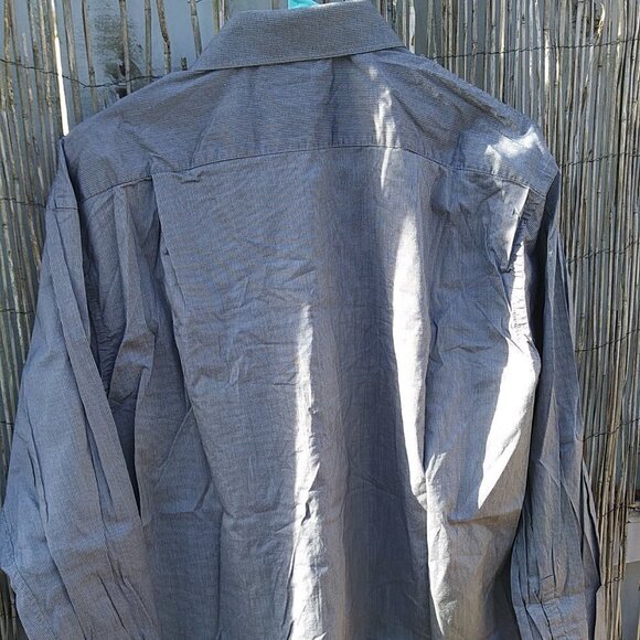 Kenneth Cole Men's Gray Black Pinstripe Button Down - 17 - 32/33 - Picture 9 of 12